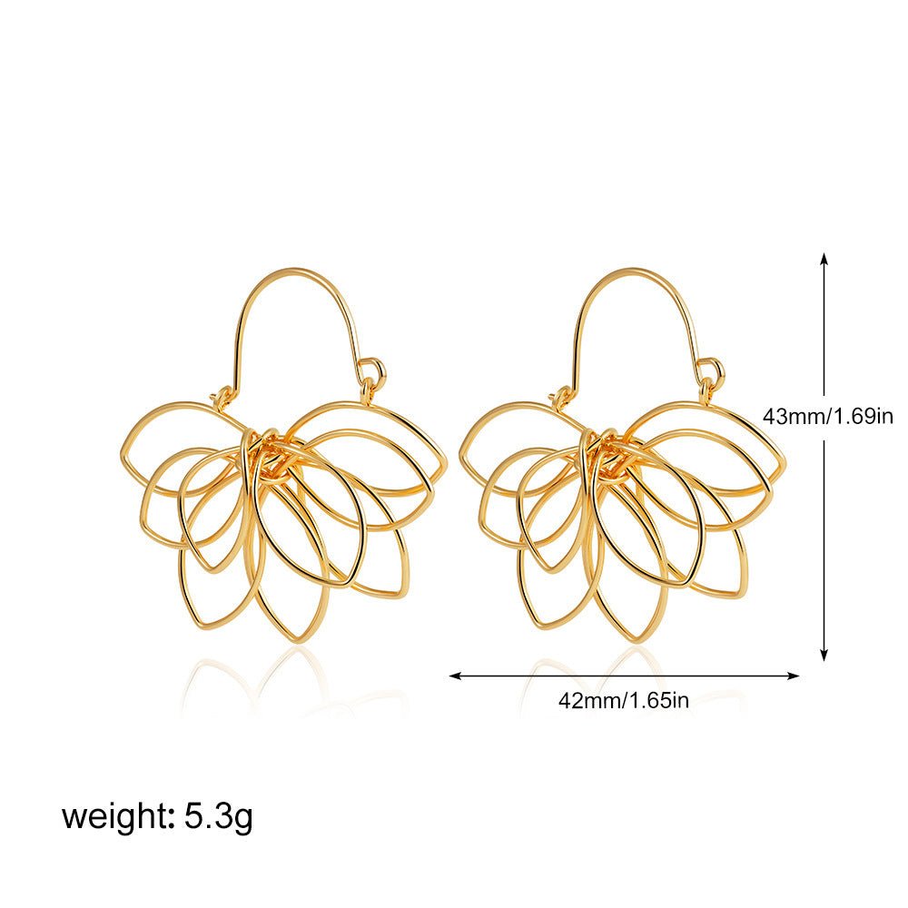 18K Real Gold Weaving Hollow Flower Earrings Urban Sale