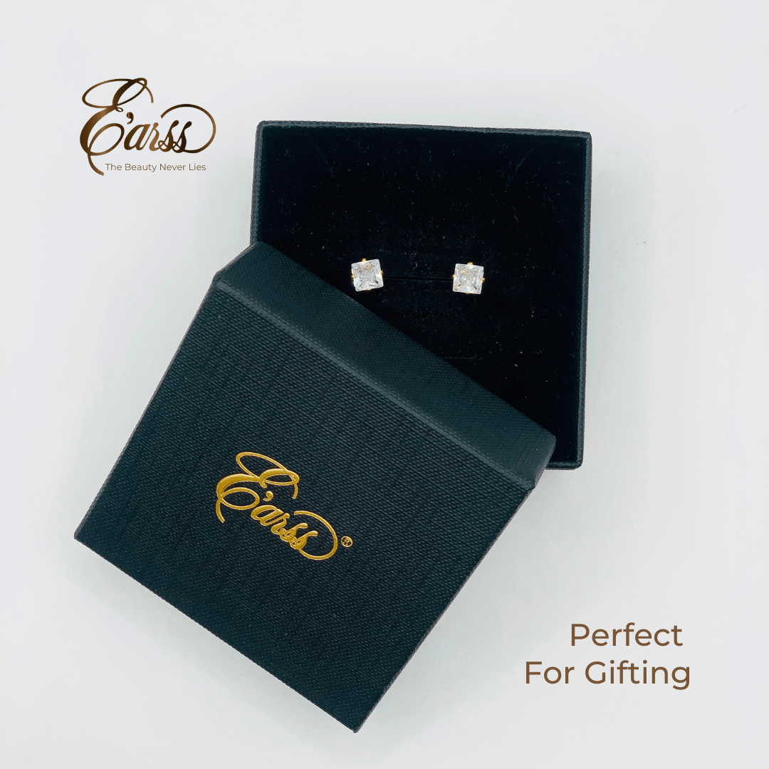 6 mm Cubic Zirconia Square | Stainless Steel | 18K Gold Plated Urban Sale