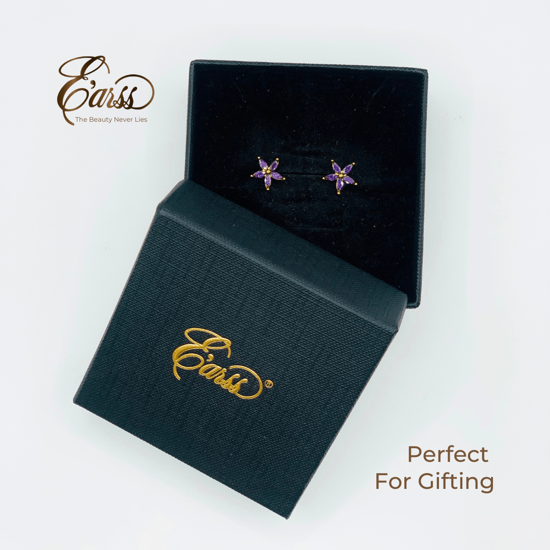 Amethyst Flower Cubic Zirconia Gold | Stainless Steel | 18K Gold Plated Urban Sale