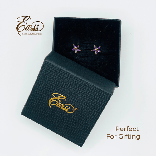 Amethyst Flower Cubic Zirconia Gold | Stainless Steel | 18K Gold Plated Urban Sale