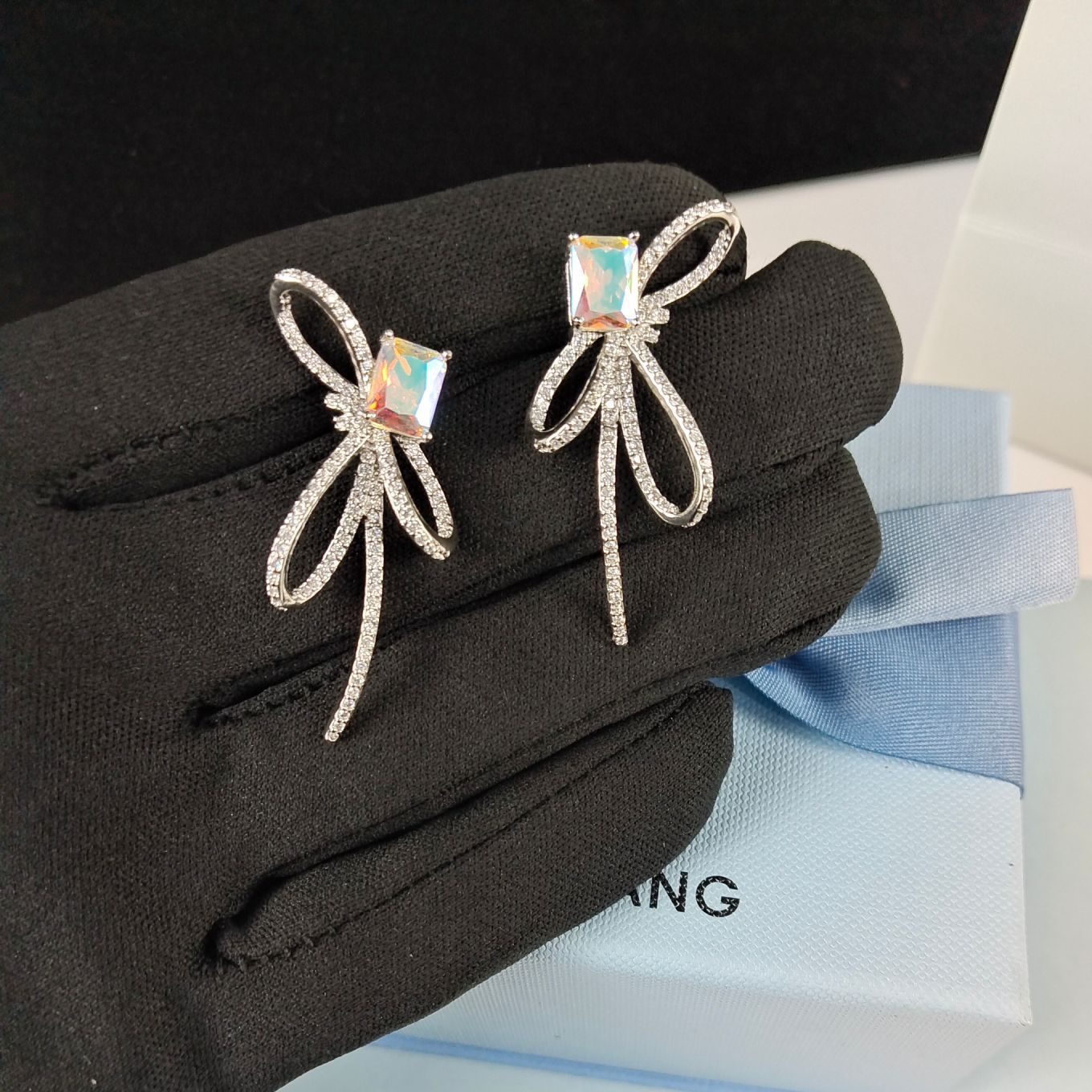 Aurora Ribbon Bow Small Sugar Cube Earrings Urban Sale