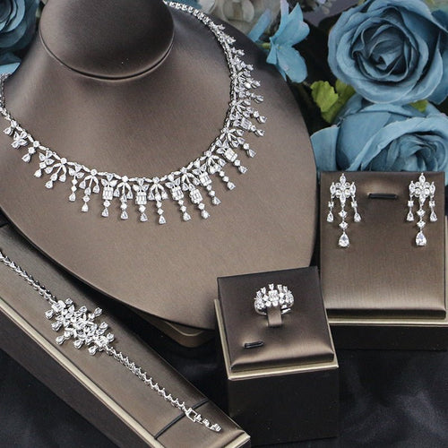 Bridal Zircon 3A Necklace Earrings Four-Piece Set Urban Sale
