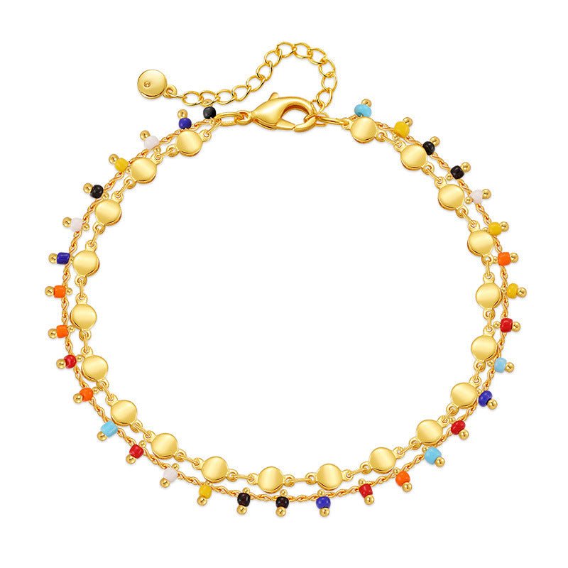 Candy Color Small Rice-shaped Beads National Style Anklets Urban Sale