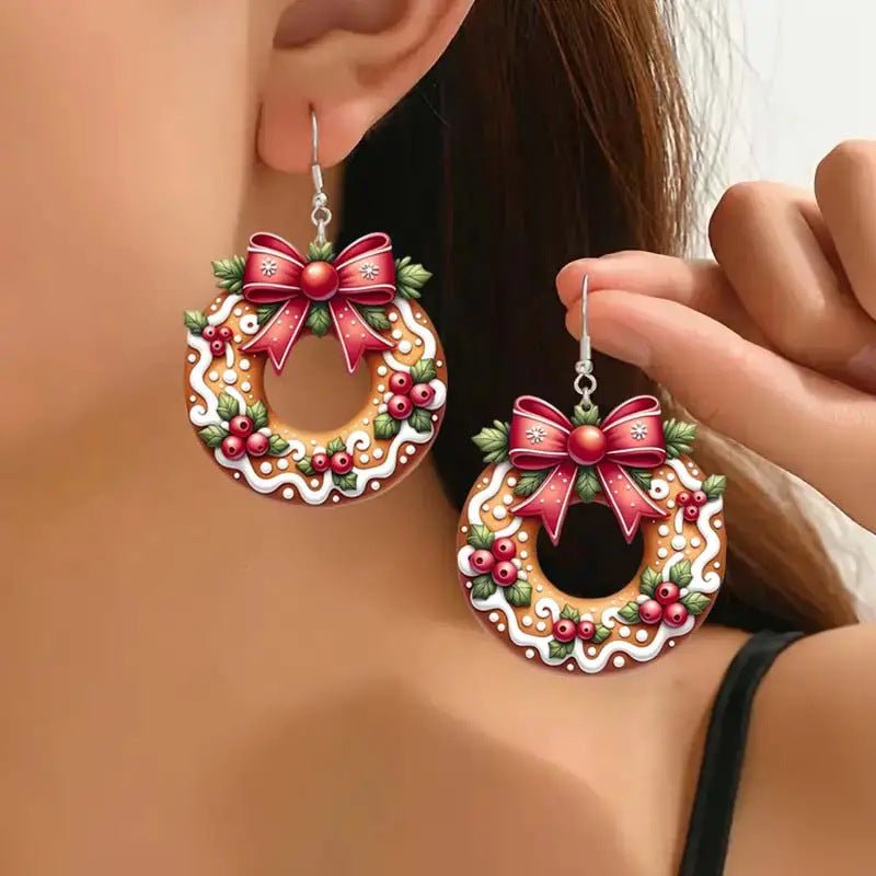 Christmas Cookie Wreath Acrylic Earrings Urban Sale