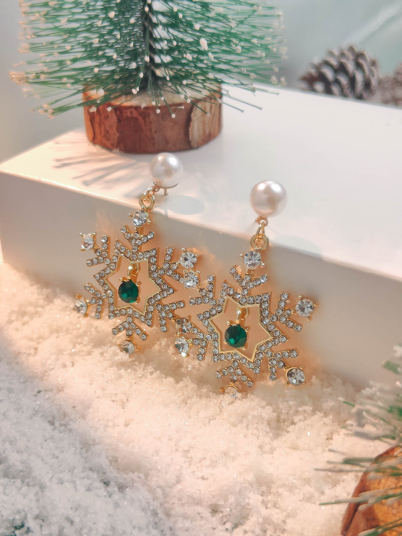 Christmas Snowflake Finely Inlaid Pendant Stud Earrings Urban Sale