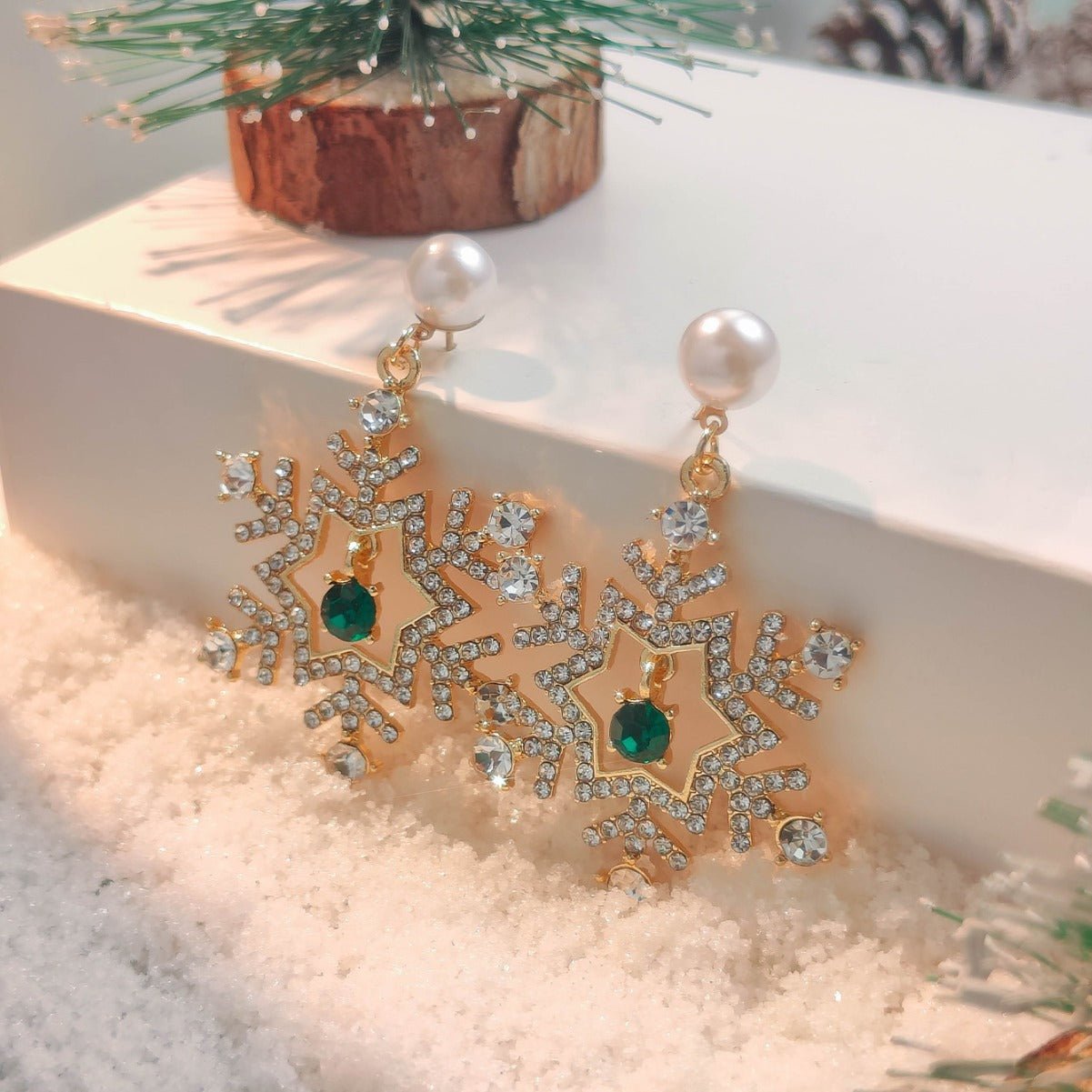 Christmas Snowflake Finely Inlaid Pendant Stud Earrings Urban Sale