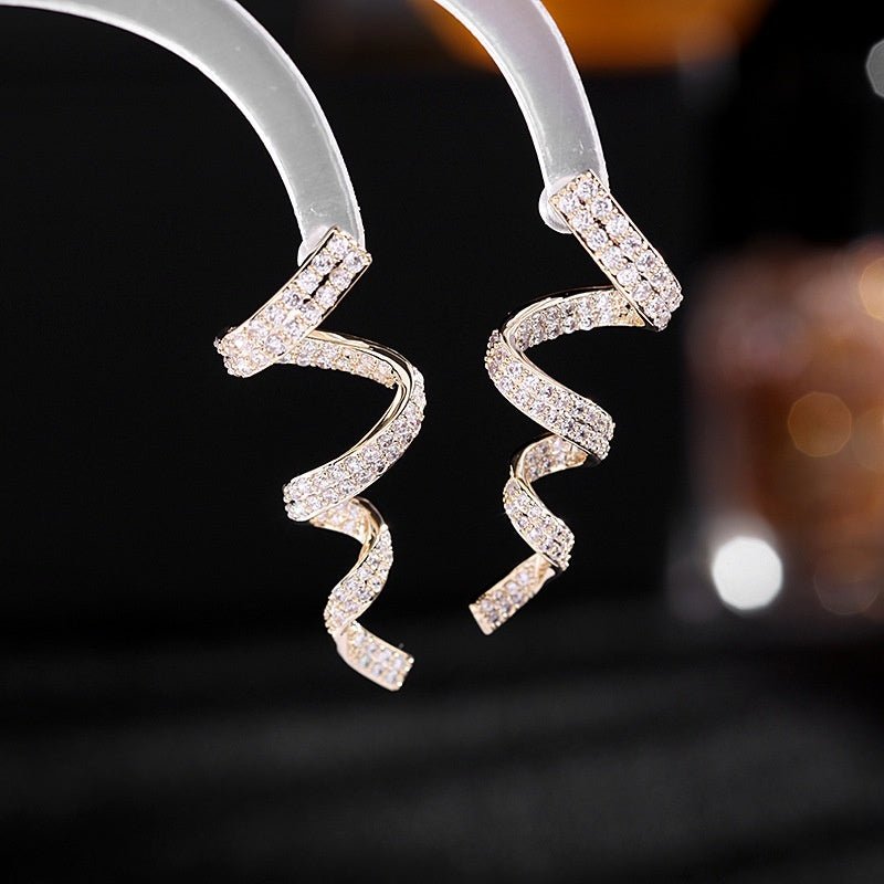 Cold Wind Zircon Minimally Personalized Spiral Wire Earrings Urban Sale