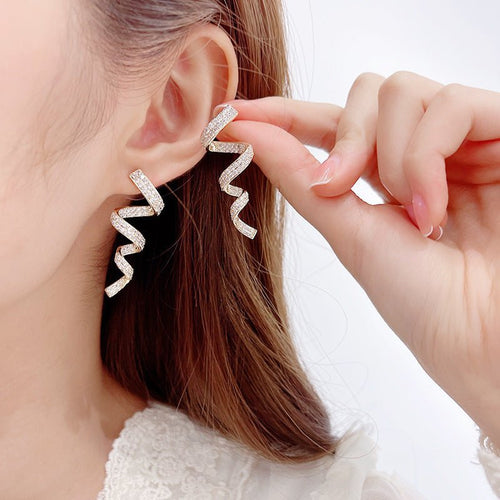 Cold Wind Zircon Minimally Personalized Spiral Wire Earrings Urban Sale