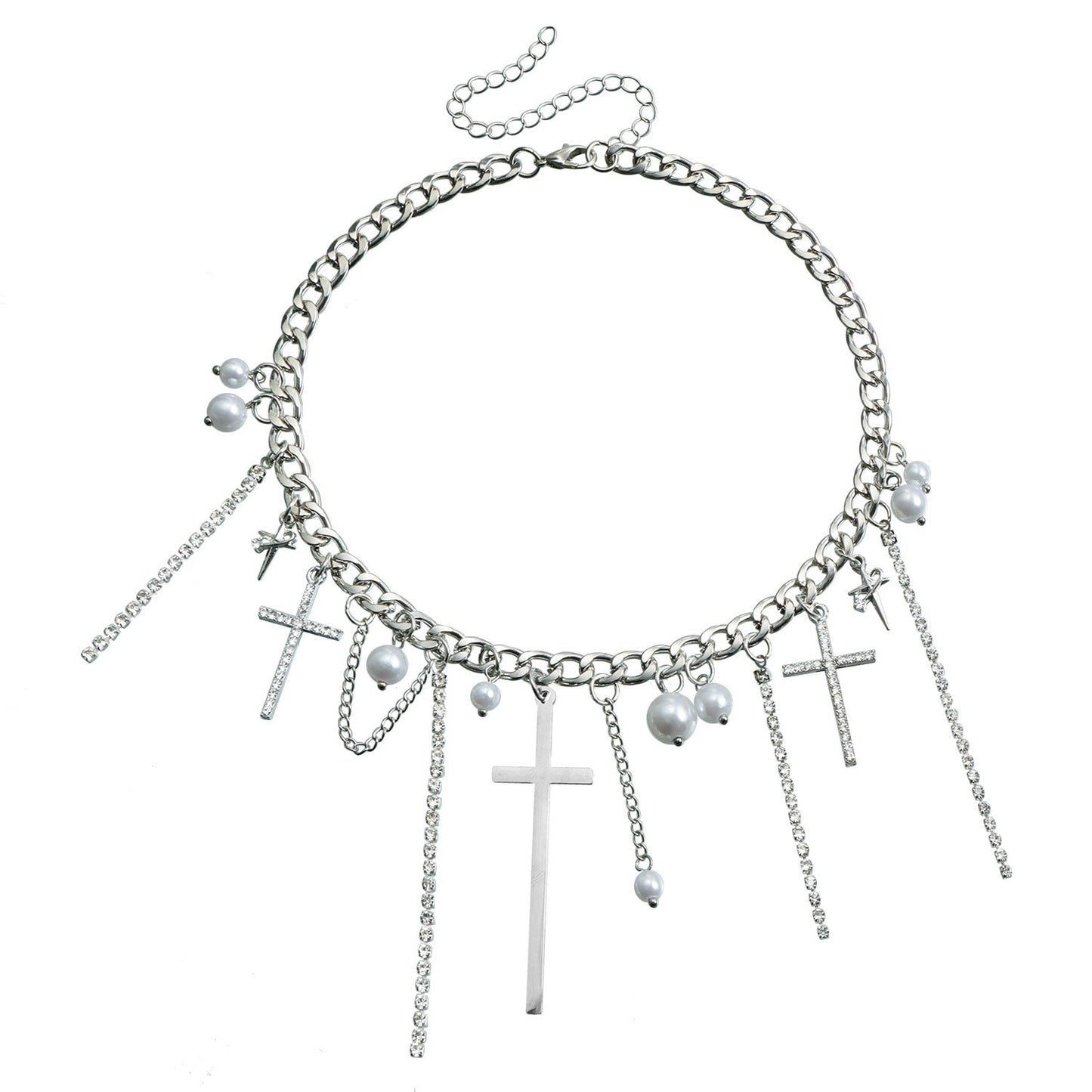 Diamond Cross Tassel Clavicle Chain Fashion Necklace Urban Sale