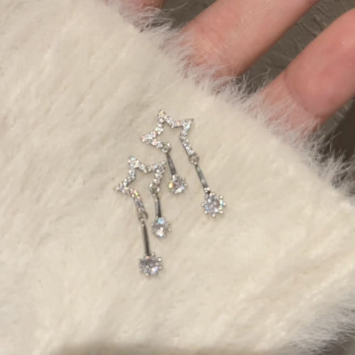 Diamond Embedded Star Stud Earrings Female Ins Style Design High Sense Urban Sale