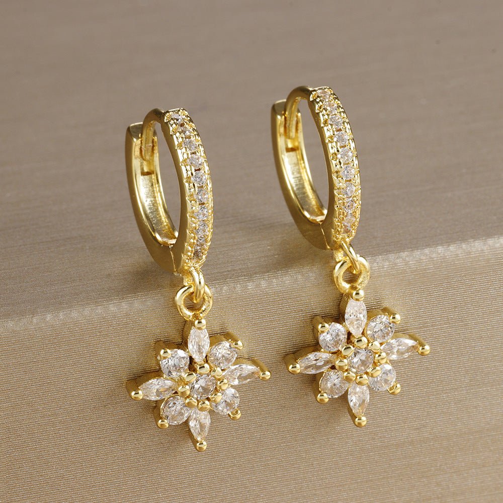 Diamond SUNFLOWER Earrings Fashion Exquisite Women Urban Sale