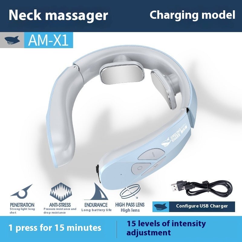 Electric Neck Massager EMS Pulse Rechargeable USB Cervical Traction Therapy Massage Stimulator Pain Relief Heating Function Urban Sale