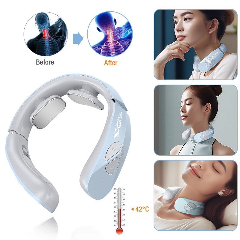 Electric Neck Massager EMS Pulse Rechargeable USB Cervical Traction Therapy Massage Stimulator Pain Relief Heating Function Urban Sale