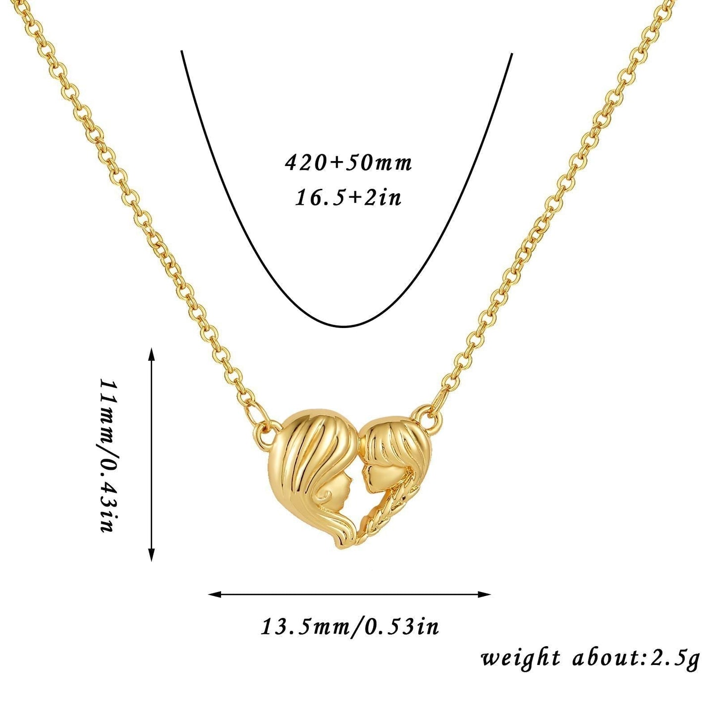 European And American Love Necklace Mother's Day Geometric Copper Peach Heart Gift Urban Sale