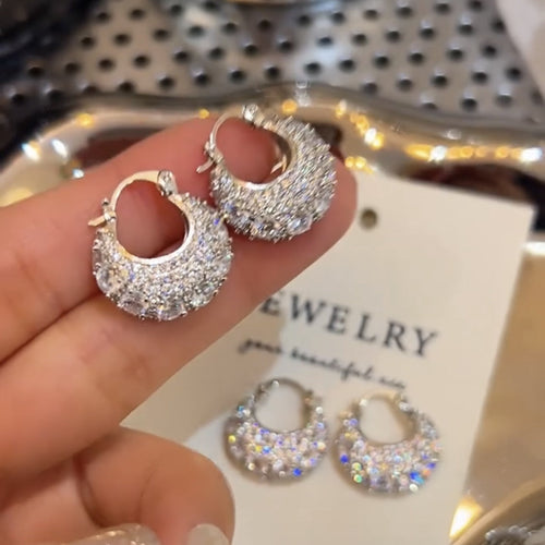 Micro Inlaid Zircon Bag Ear Buckle All-matching Luxeoasis