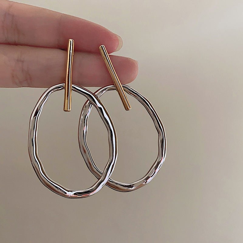 Fashion Color Contrast Oval Earrings Women's Fashion All-match Simple Urban Sale
