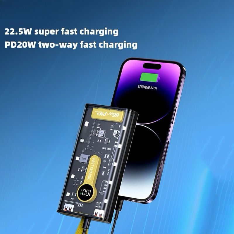 66W Transparent Digital Display Fast Charging 20,000 Mah PD Power Bank for Smartphones, Tablets, Cameras, Laptops etc. Urban Sale