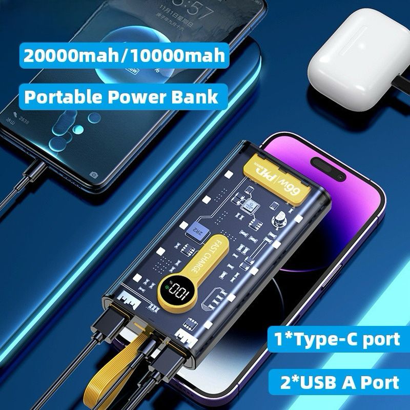 66W Transparent Digital Display Fast Charging 20,000 Mah PD Power Bank for Smartphones, Tablets, Cameras, Laptops etc. Urban Sale