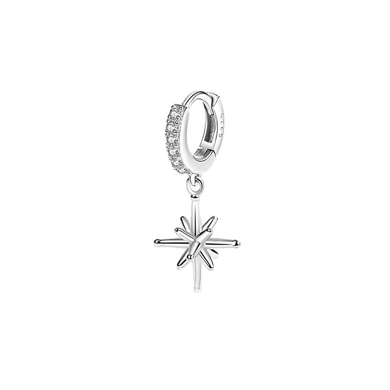 Rhinestone Stereo Eight Awn Star Ear Clip Simple Zircon Planet Short Earrings Urban Sale