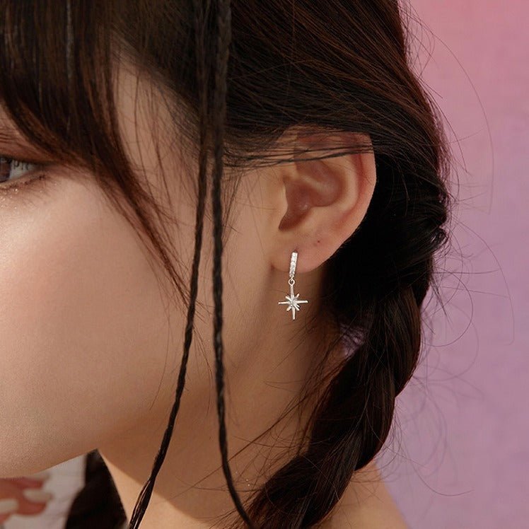 Rhinestone Stereo Eight Awn Star Ear Clip Simple Zircon Planet Short Earrings Urban Sale