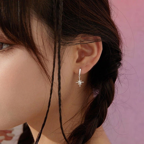 Rhinestone Stereo Eight Awn Star Ear Clip Simple Zircon Planet Short Earrings Urban Sale