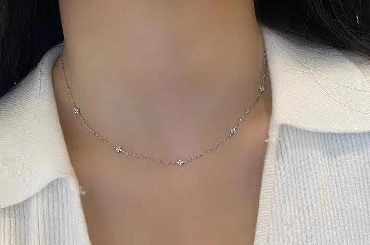 S925 Sterling Silver Plated 18K Gold Light Luxury Star Elegance High-grade Starry Clavicle Chain Urban Sale