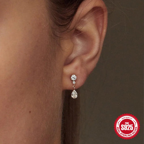 Temperament Entry Lux Diamond Water Drop Ear Studs Urban Sale