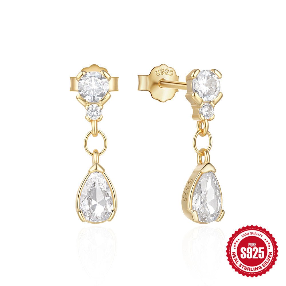 Temperament Entry Lux Diamond Water Drop Ear Studs Urban Sale