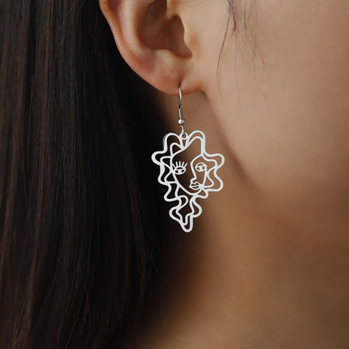 Titanium Steel Retro Ethnic Style Wave Girl Earrings Urban Sale