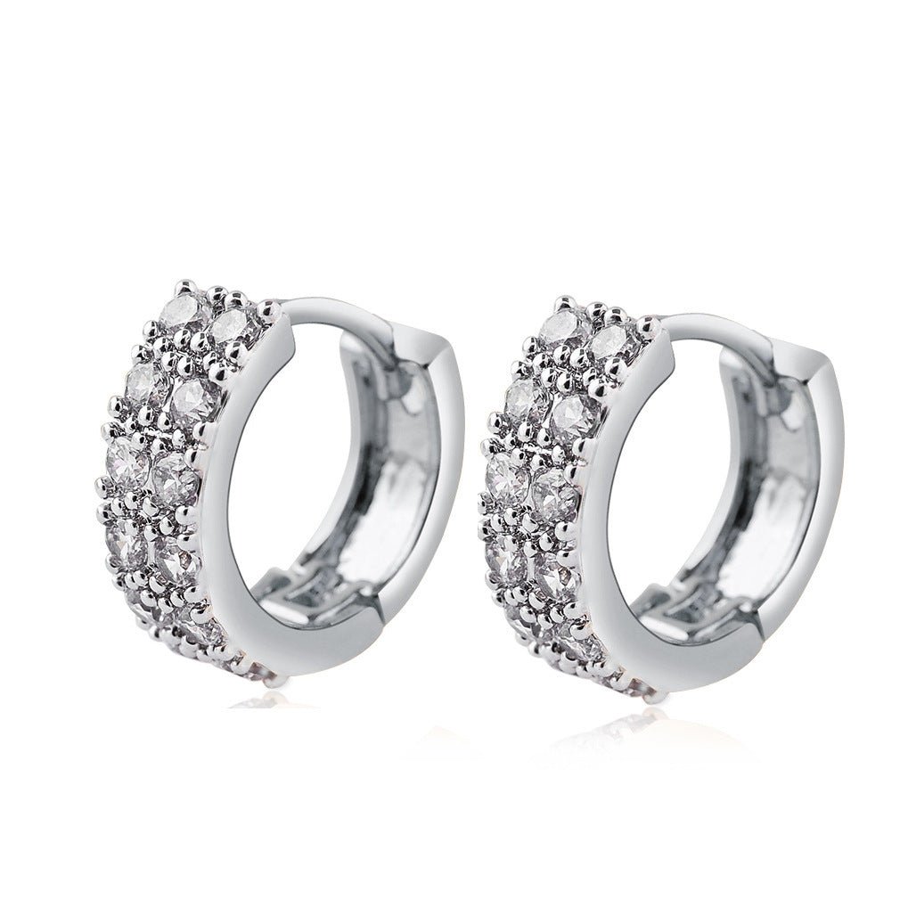 Two-color Plating Fine Zircon-embedded Earrings Women Urban Sale