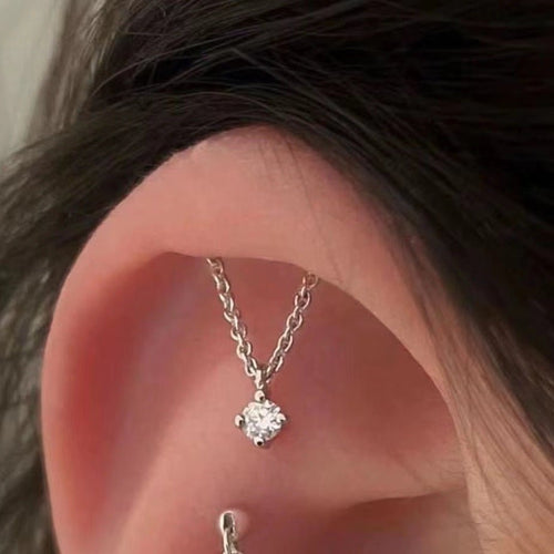 Water Drop Zircon Ear Studs High-Grade Silver Plated Urban Sale