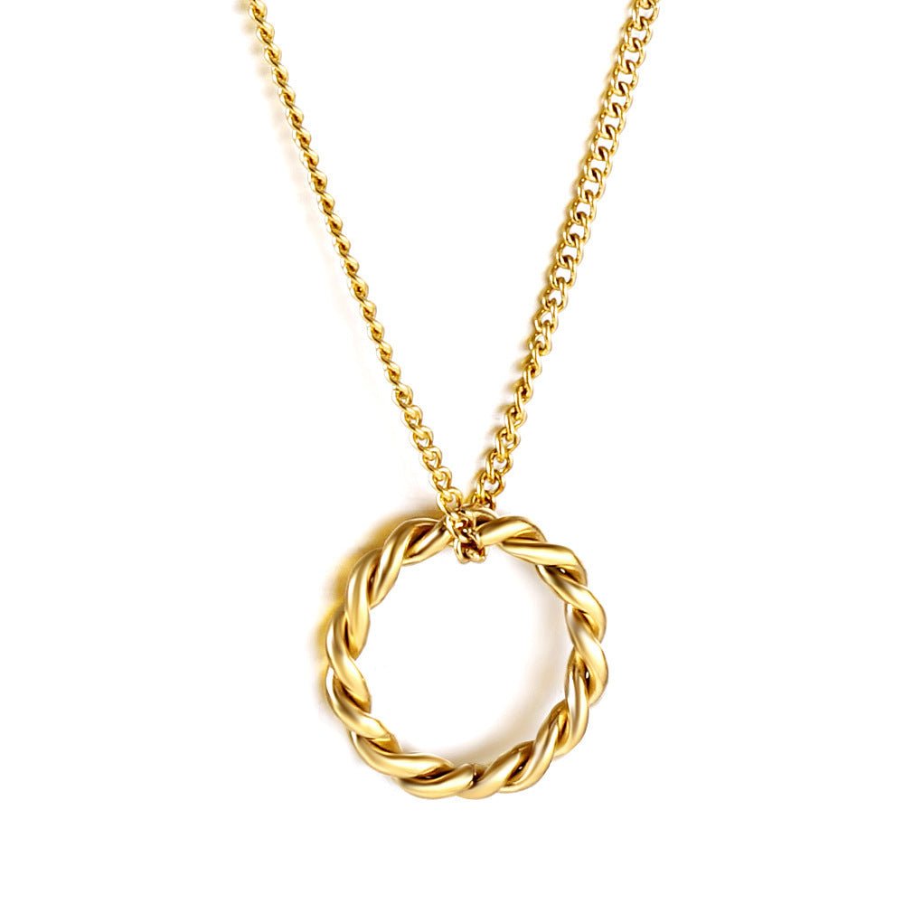Women's Fashionable Exquisite Non-Fading Openwork Circle Gold Simple Twist Necklace Urban Sale
