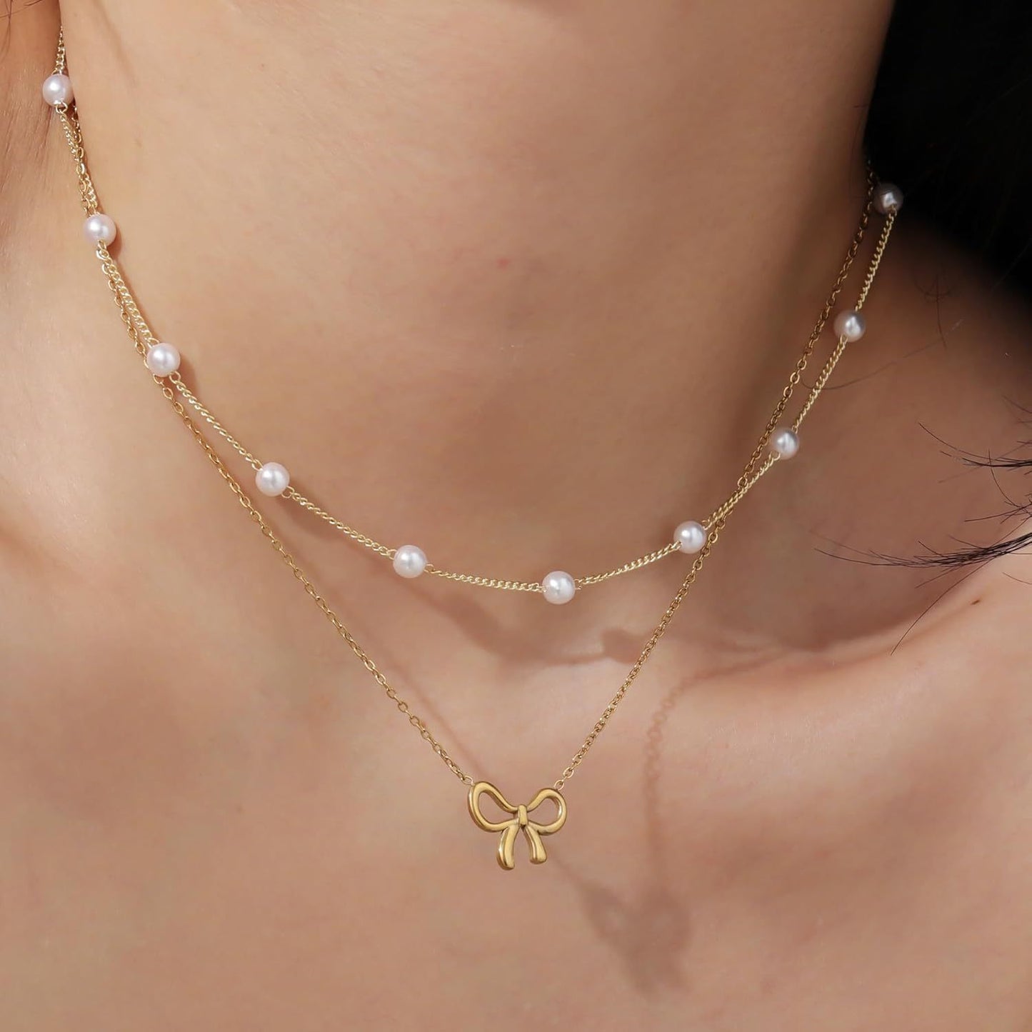 Women's Minimalist And Versatile Pearl Bow Necklace Fashion Jewelry Urban Sale
