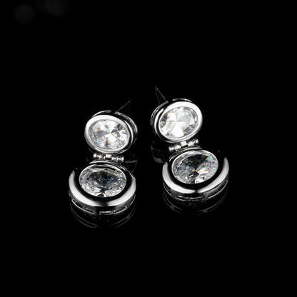 14K Real Gold Plating Round Ring Earrings Micro-Inlaid Urban Sale