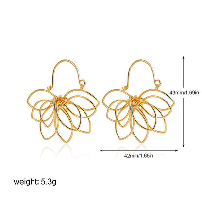 18K Real Gold Weaving Hollow Flower Earrings Urban Sale
