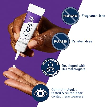 CeraVe Eye Cream for Wrinkles Under Eye Cream with Caffeine, Peptides, Free & Ophthalmologist Tested 0.5 Ounces, 0.5 Ounce (Pack of 1)