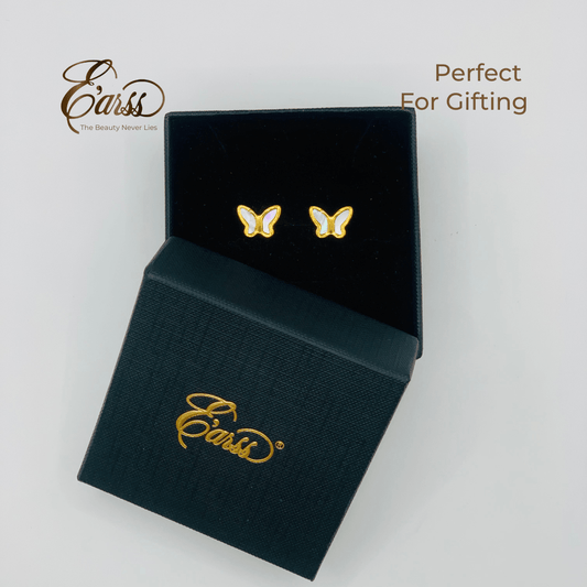 Butterfly White Gold Earring | Stainless Steel | 18K Gold Plated Urban Sale