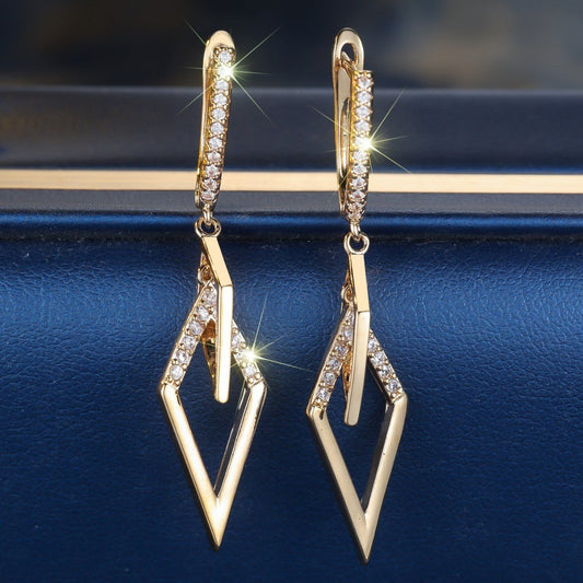 Champagne Gold White Diamond Rhombus Earrings Urban Sale