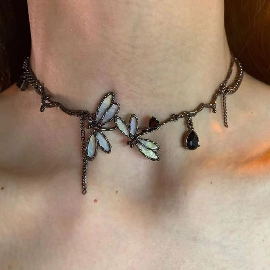 Colorful Dragonfly Dark Black Clavicle Chain High-Grade Necklace For Women Urban Sale