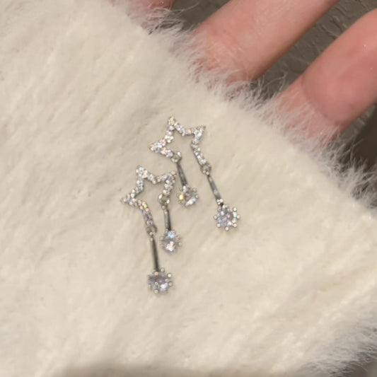Diamond Embedded Star Stud Earrings Female Ins Style Design High Sense Urban Sale