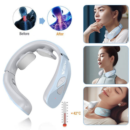 Electric Neck Massager EMS Pulse Rechargeable USB Cervical Traction Therapy Massage Stimulator Pain Relief Heating Function Urban Sale