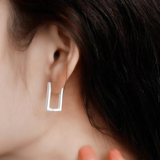 Europe And America Cross Border Hot Sale Geometry Rectangle Ear Clip Indifference Trend All-match Fashion Earrings Personalized Creative Ornament Female Urban Sale
