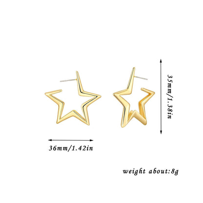 European And American Geometric Exaggerated Brass Earrings Five-pointed Star Urban Sale
