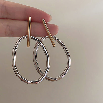 Fashion Color Contrast Oval Earrings Women's Fashion All-match Simple Urban Sale