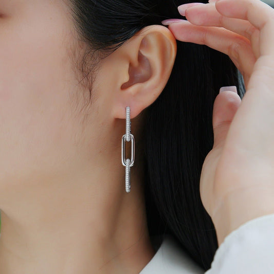 Fashion Geometric Silver Earrings Moissanite Urban Sale