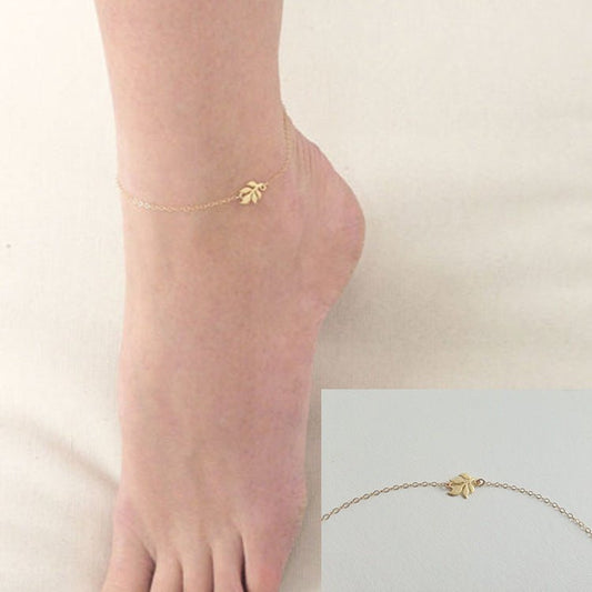 Fashion Simple Alloy Mori Style Flower Leaf Anklet Urban Sale