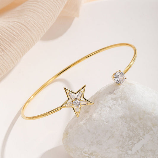 Fashion Women's Bracelet Five-pointed Star Copper Inlaid Zircon Urban Sale