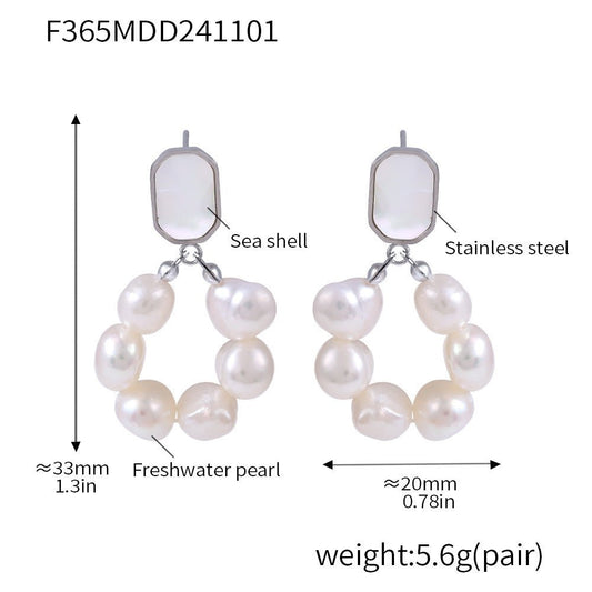 Freshwater Pearl Earrings Women's Light Luxury , Sweet Temperament, Shell Stud Earrings, Earrings