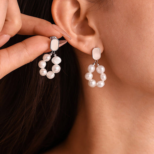 Freshwater Pearl Earrings Women's Light Luxury , Sweet Temperament, Shell Stud Earrings, Earrings Urban Sale