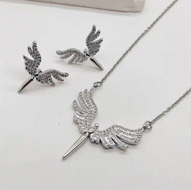 Angel Wings Stainless Steel Necklace Set Urban Sale